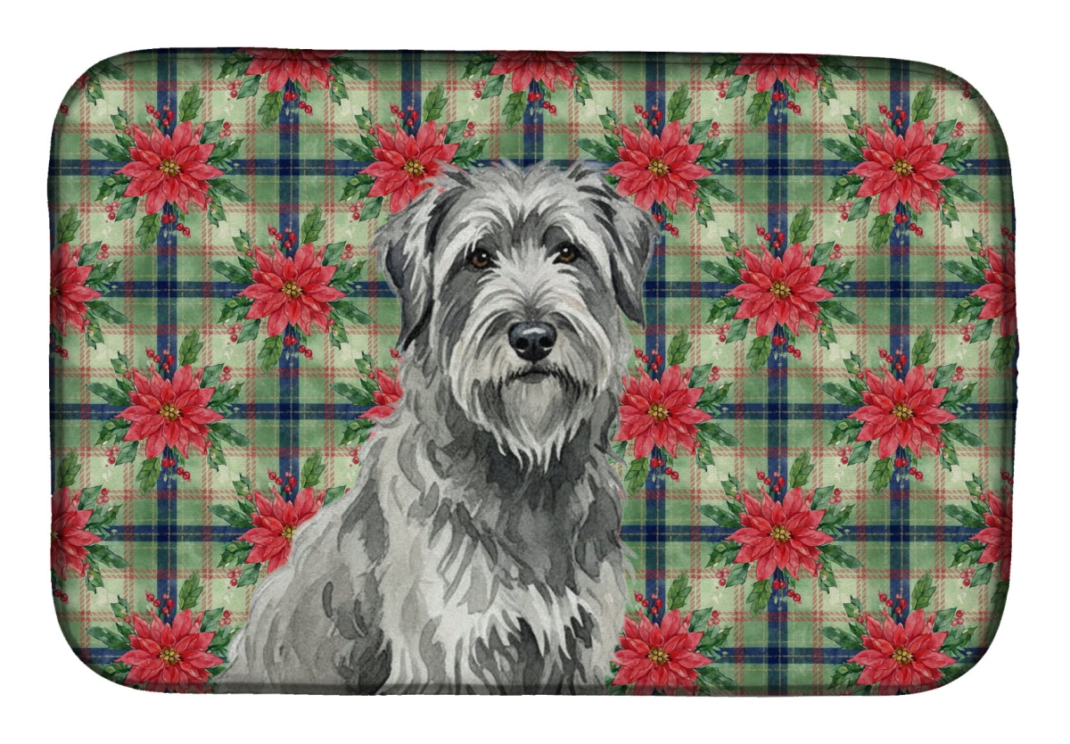 Picture of Carolines Treasures WDK8541DDM Unisex Adult Gray Briard Christmas Poinsettias Dish Drying Mat - 21 x 14 in.