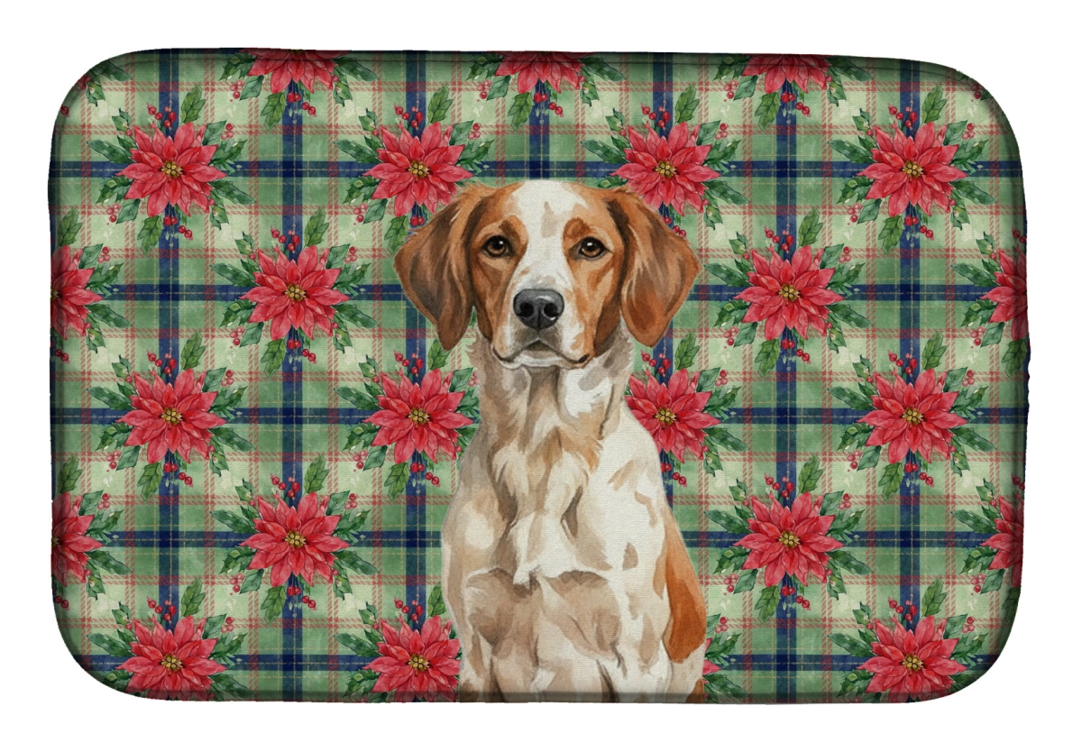 Picture of Carolines Treasures WDK8545DDM Unisex Adult Roan Brittany Christmas Poinsettias Dish Drying Mat - 21 x 14 in.