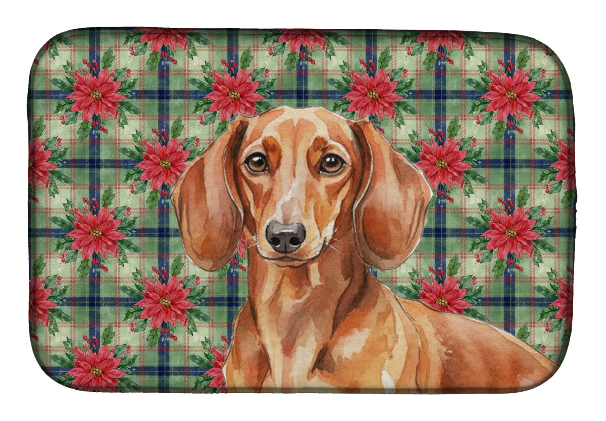 Picture of Carolines Treasures WDK8600DDM Unisex Adult Red Brown Dachshund Christmas Poinsettias Dish Drying Mat - 21 x 14 in.