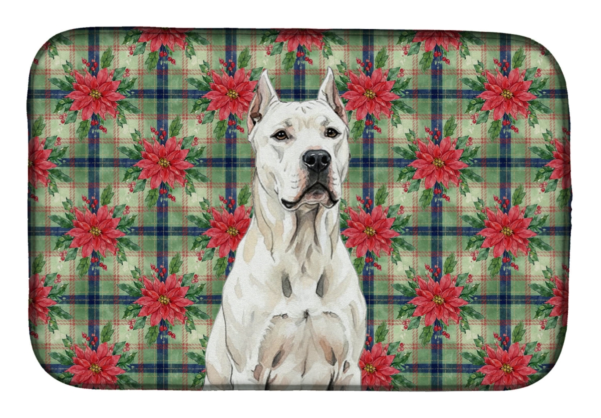 Picture of Carolines Treasures WDK8610DDM Unisex Adult Dogo Argentino Christmas Poinsettias Dish Drying Mat - 21 x 14 in.