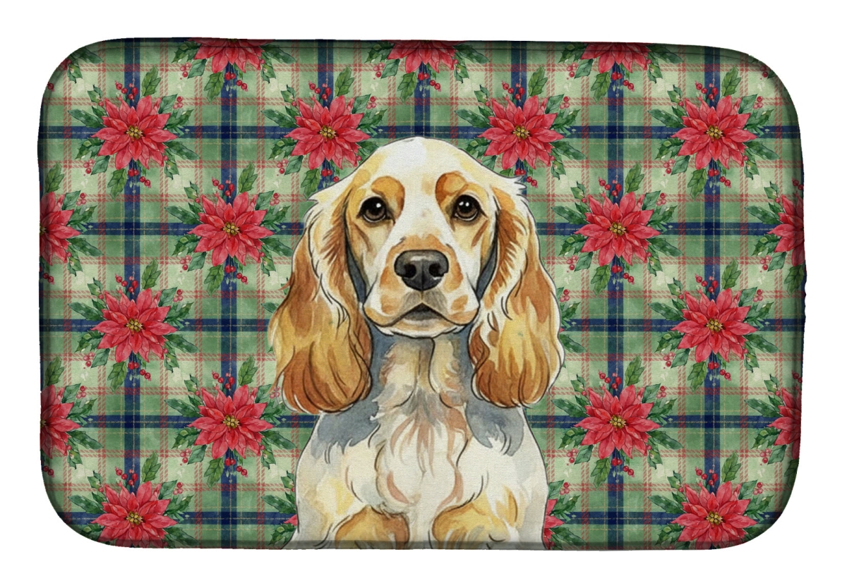 Picture of Carolines Treasures WDK8619DDM Unisex Adult Lemon Roan English Cocker Spaniel Christmas Poinsettias Dish Drying Mat - 21 x 14 in.
