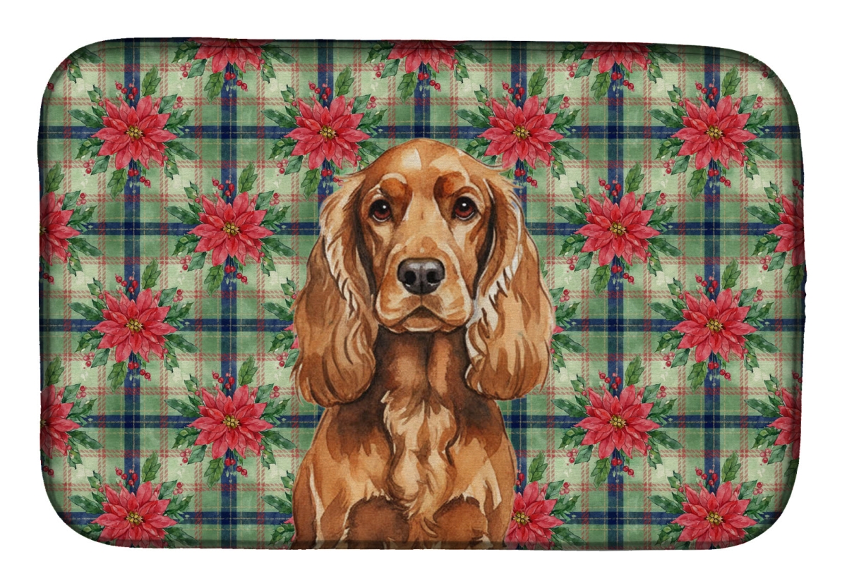 Picture of Carolines Treasures WDK8623DDM Unisex Adult Red English Cocker Spaniel Christmas Poinsettias Dish Drying Mat - 21 x 14 in.