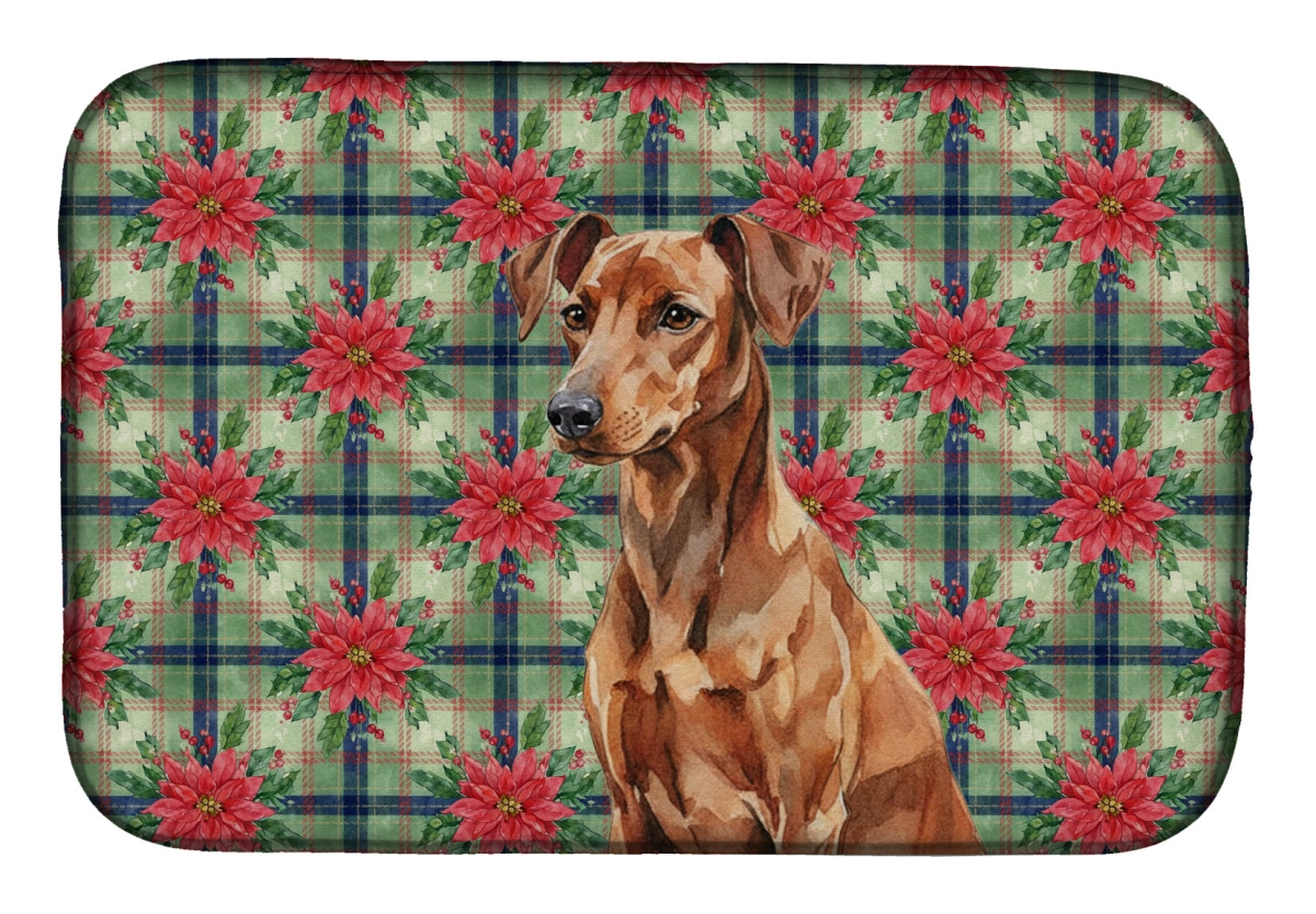 Picture of Carolines Treasures WDK8643DDM Unisex Adult Red German Pinscher Christmas Poinsettias Dish Drying Mat - 21 x 14 in.