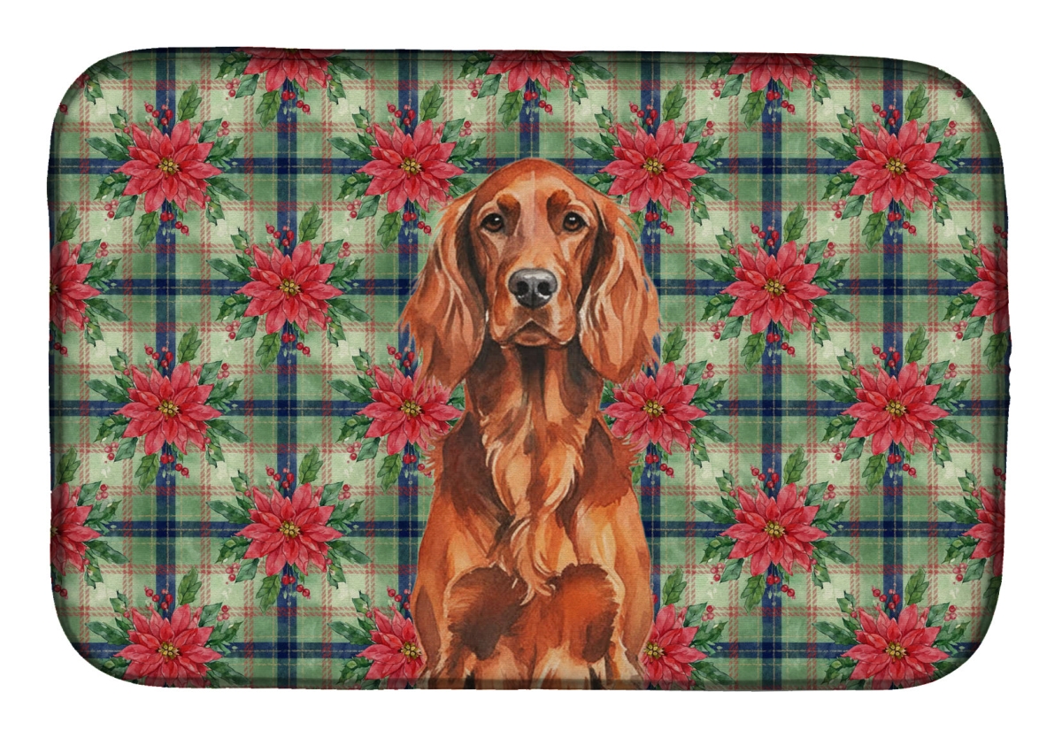 Picture of Carolines Treasures WDK8672DDM Unisex Adult Irish Setter Christmas Poinsettias Dish Drying Mat - 21 x 14 in.