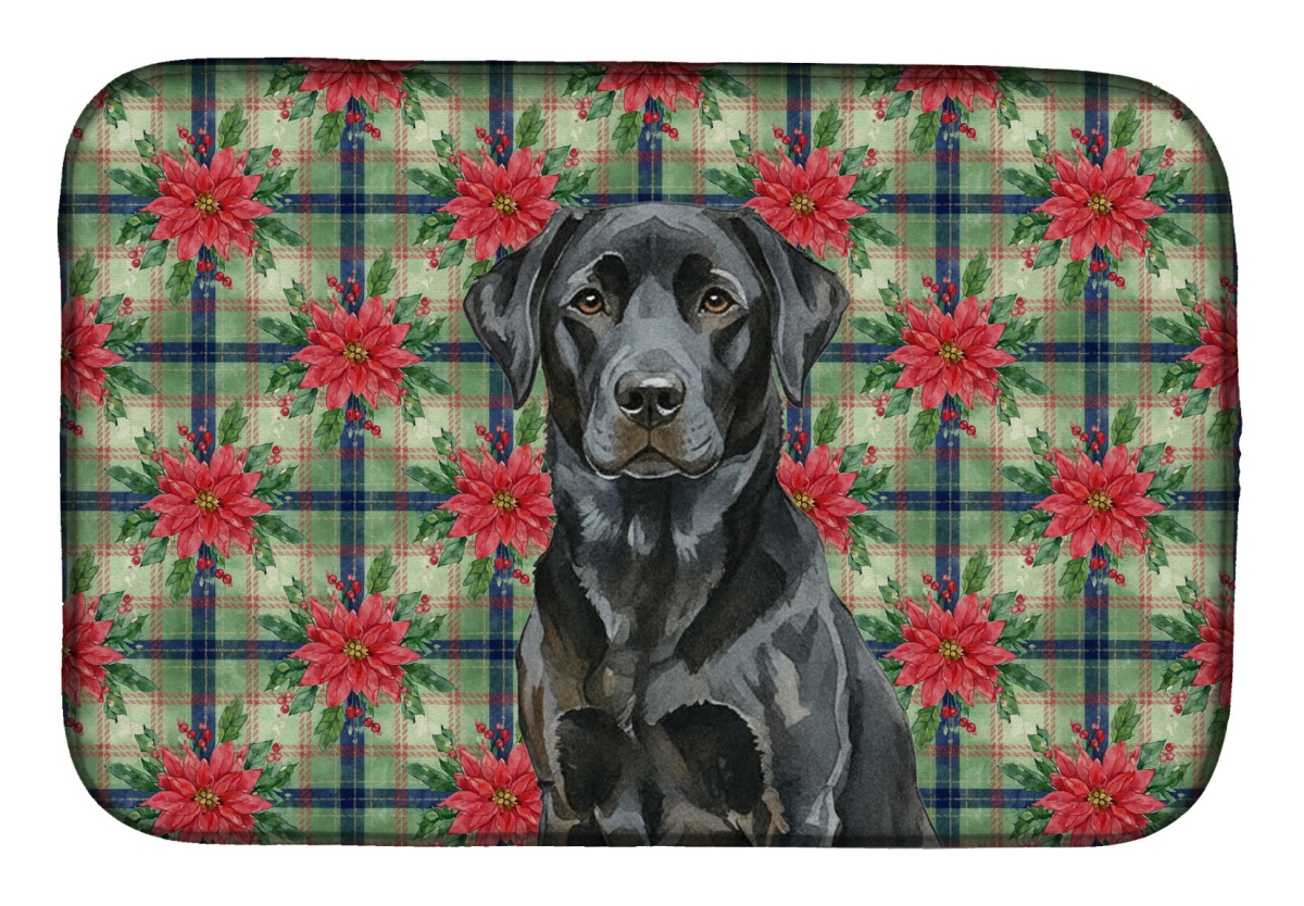 Picture of Carolines Treasures WDK8692DDM Unisex Adult Black Labrador Retriever Christmas Poinsettias Dish Drying Mat - 21 x 14 in.