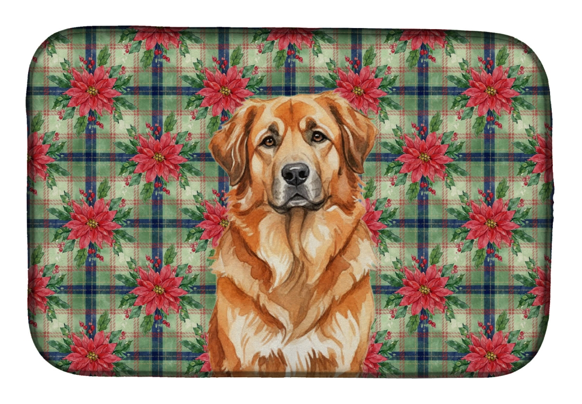 Picture of Carolines Treasures WDK8699DDM Unisex Adult Red Leonberger Christmas Poinsettias Dish Drying Mat - 21 x 14 in.
