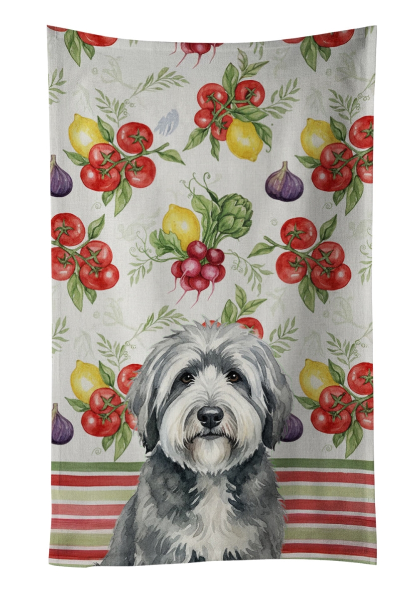 WDK8337KTWL Unisex Adult Gray & White Old English Sheepdog Vegetables Kitchen Towel - 25 x 15 in.