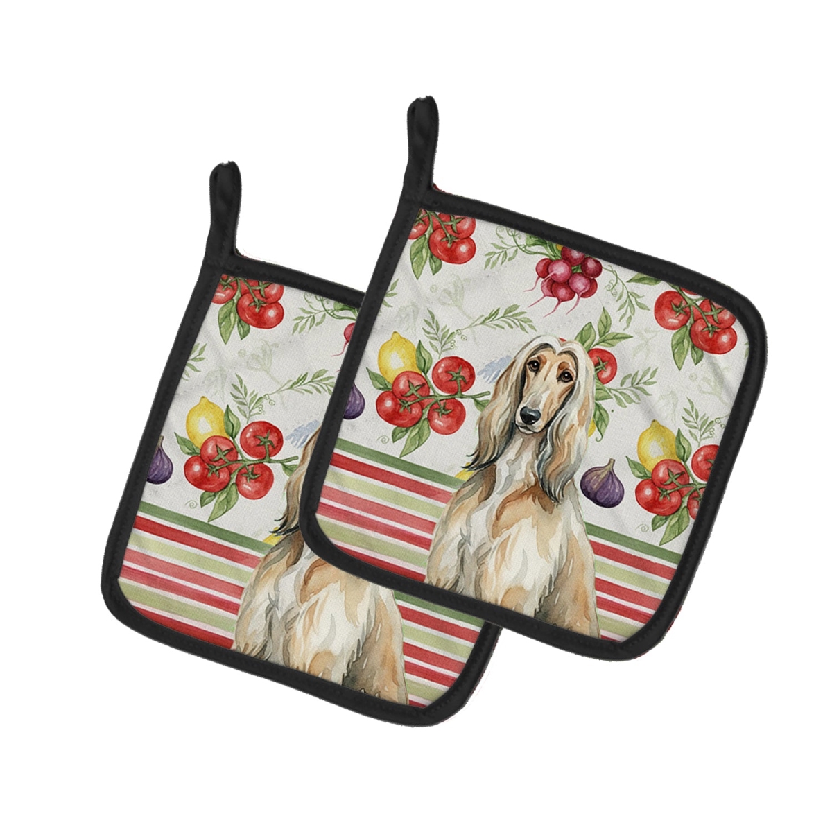 Picture of Carolines Treasures WDK8066PTHD Unisex Adult Afghan Hound Vegetables Pot Holders - 7.5 x 7.5 in. - Set of 2