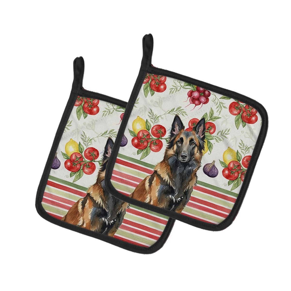 Picture of Carolines Treasures WDK8111PTHD Unisex Adult Belgian Tervuren Vegetables Pot Holders - 7.5 x 7.5 in. - Set of 2