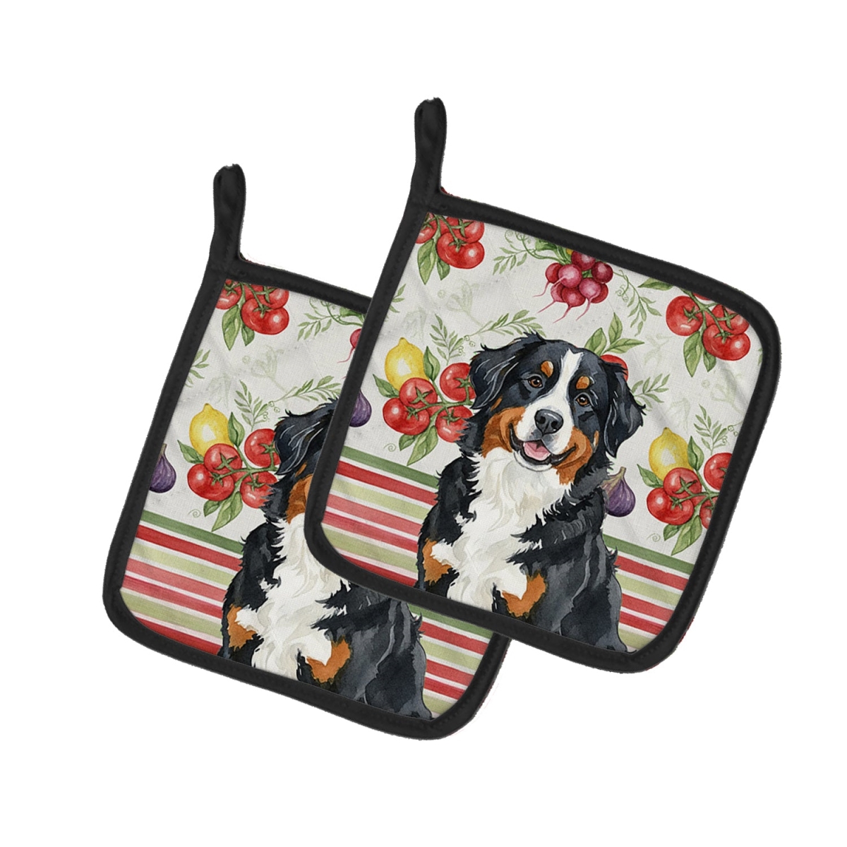 Picture of Carolines Treasures WDK8113PTHD Unisex Adult Bernese Mountain Dog Vegetables Pot Holders - 7.5 x 7.5 in. - Set of 2