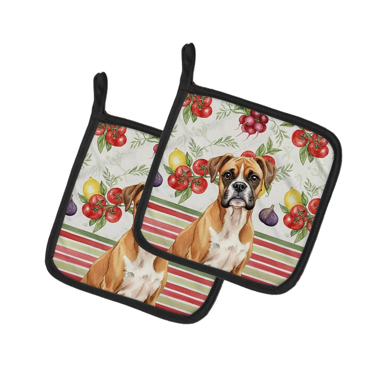 Picture of Carolines Treasures WDK8136PTHD Unisex Adult Boxer Vegetables Pot Holders - 7.5 x 7.5 in. - Set of 2