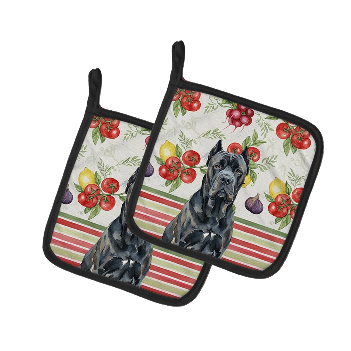 Picture of Carolines Treasures WDK8157PTHD Unisex Adult Cane Corso Vegetables Pot Holders - 7.5 x 7.5 in. - Set of 2