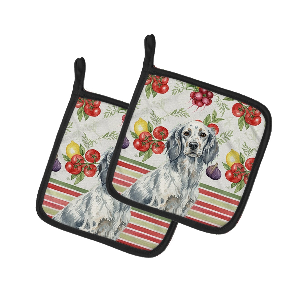 Picture of Carolines Treasures WDK8227PTHD Unisex Adult Blue Belton English Setter Vegetables Pot Holders - 7.5 x 7.5 in. - Set of 2