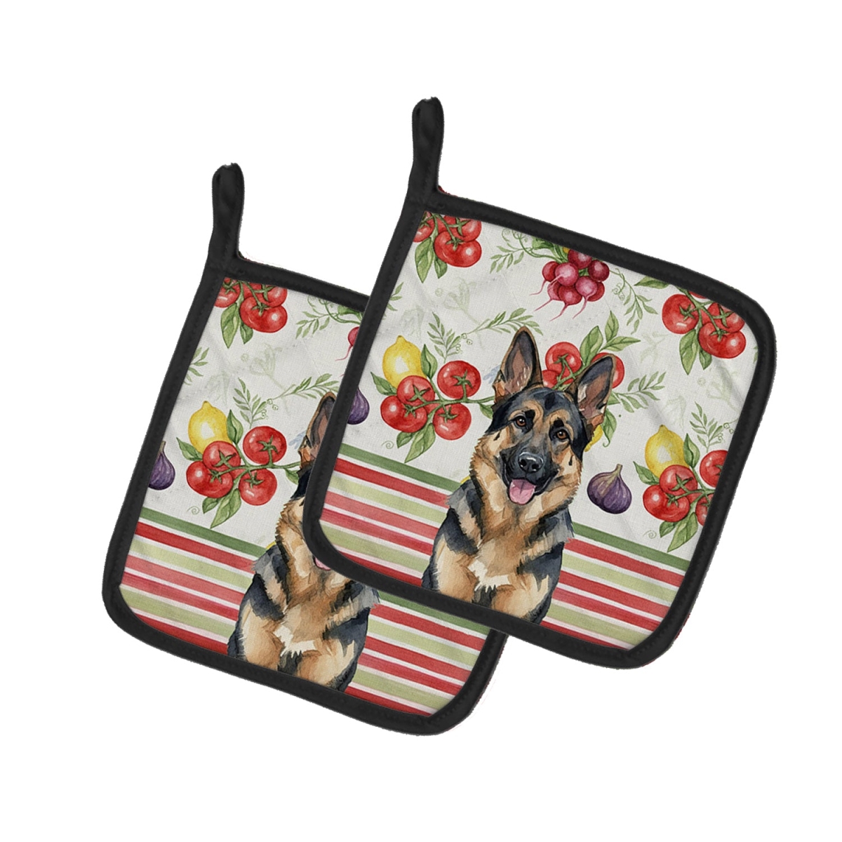 Picture of Carolines Treasures WDK8246PTHD Unisex Adult German Shepherd Vegetables Pot Holders - 7.5 x 7.5 in. - Set of 2