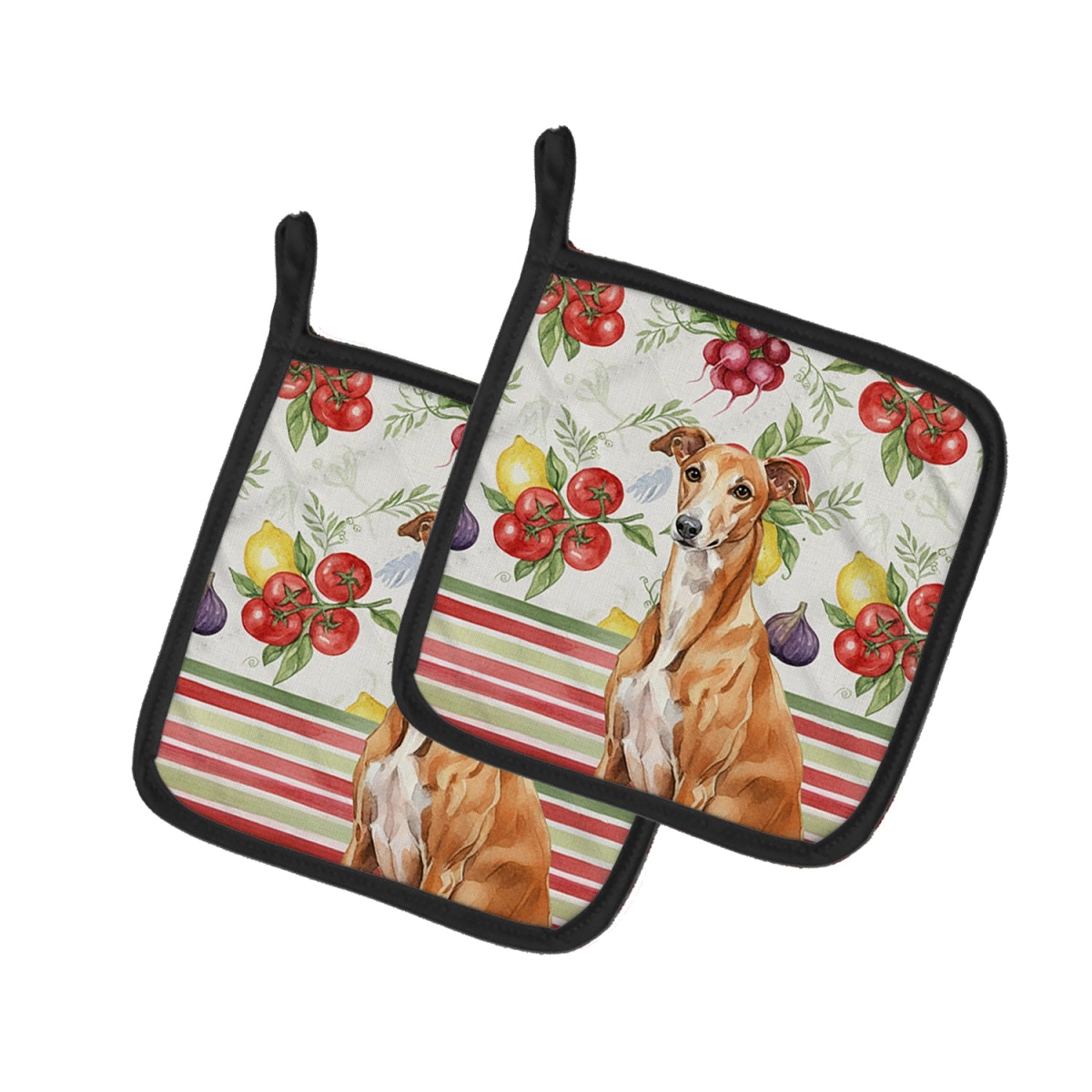 Picture of Carolines Treasures WDK8265PTHD Unisex Adult Red Greyhound Vegetables Pot Holders - 7.5 x 7.5 in. - Set of 2