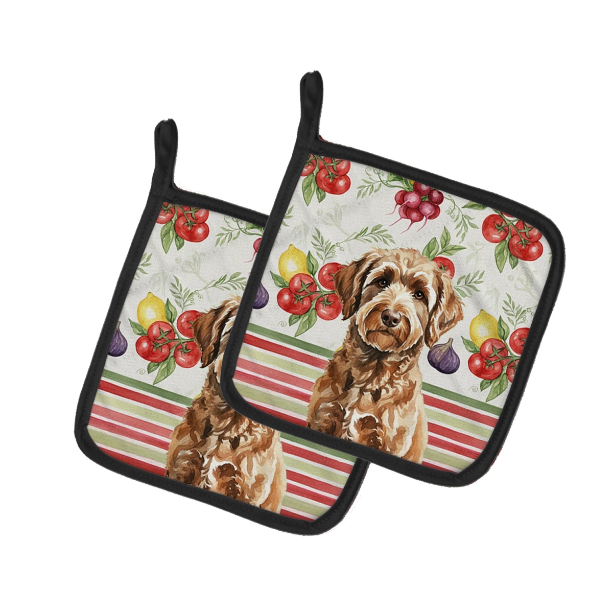 Picture of Carolines Treasures WDK8290PTHD Unisex Adult Chocolate Labradoodle Vegetables Pot Holders - 7.5 x 7.5 in. - Set of 2