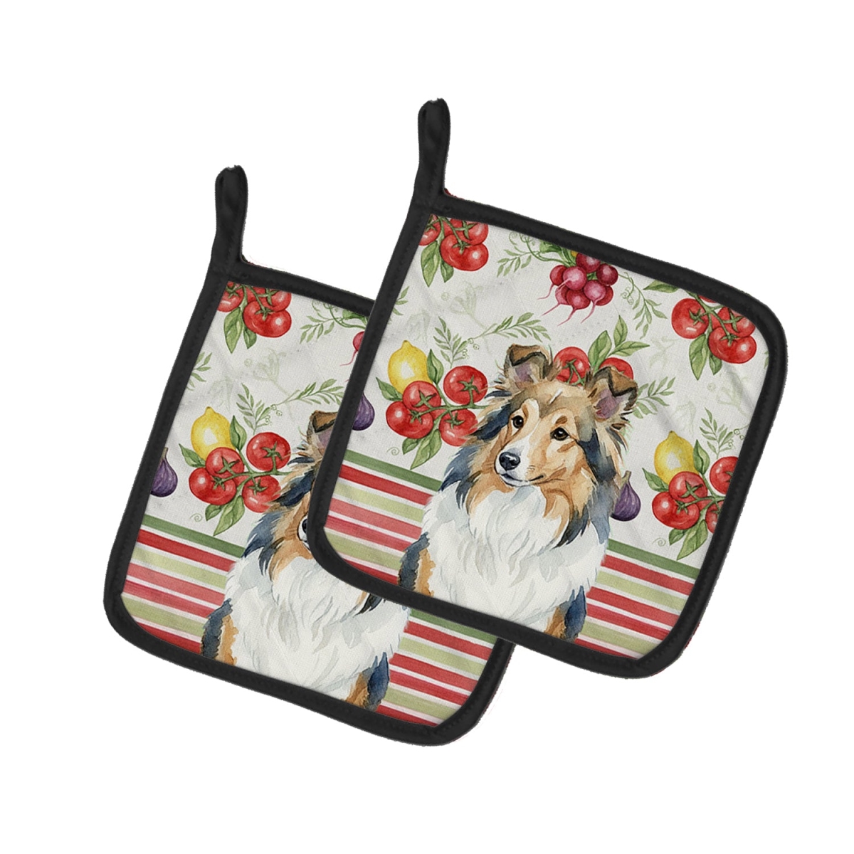 Picture of Carolines Treasures WDK8412PTHD Unisex Adult Sable Sheltie Vegetables Pot Holders - 7.5 x 7.5 in. - Set of 2