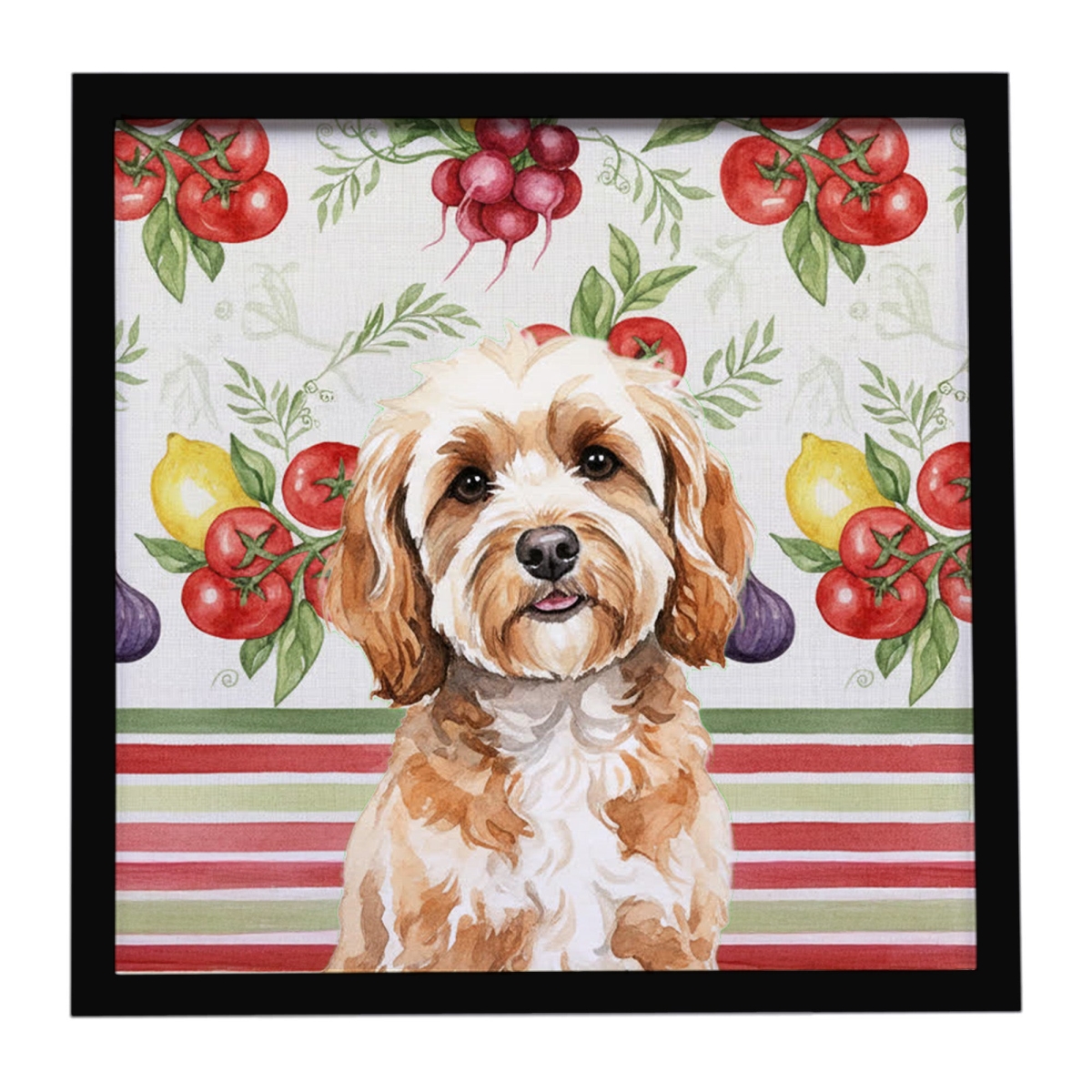 WDK8166MFP88 Unisex Cavapoo Vegetables Framed Metal Print - 8 x 8 in.