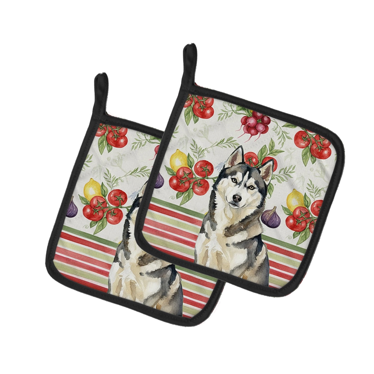 Picture of Carolines Treasures WDK8420PTHD Unisex Adult Agouti Siberian Husky Vegetables Pot Holders - 7.5 x 7.5 in. - Set of 2