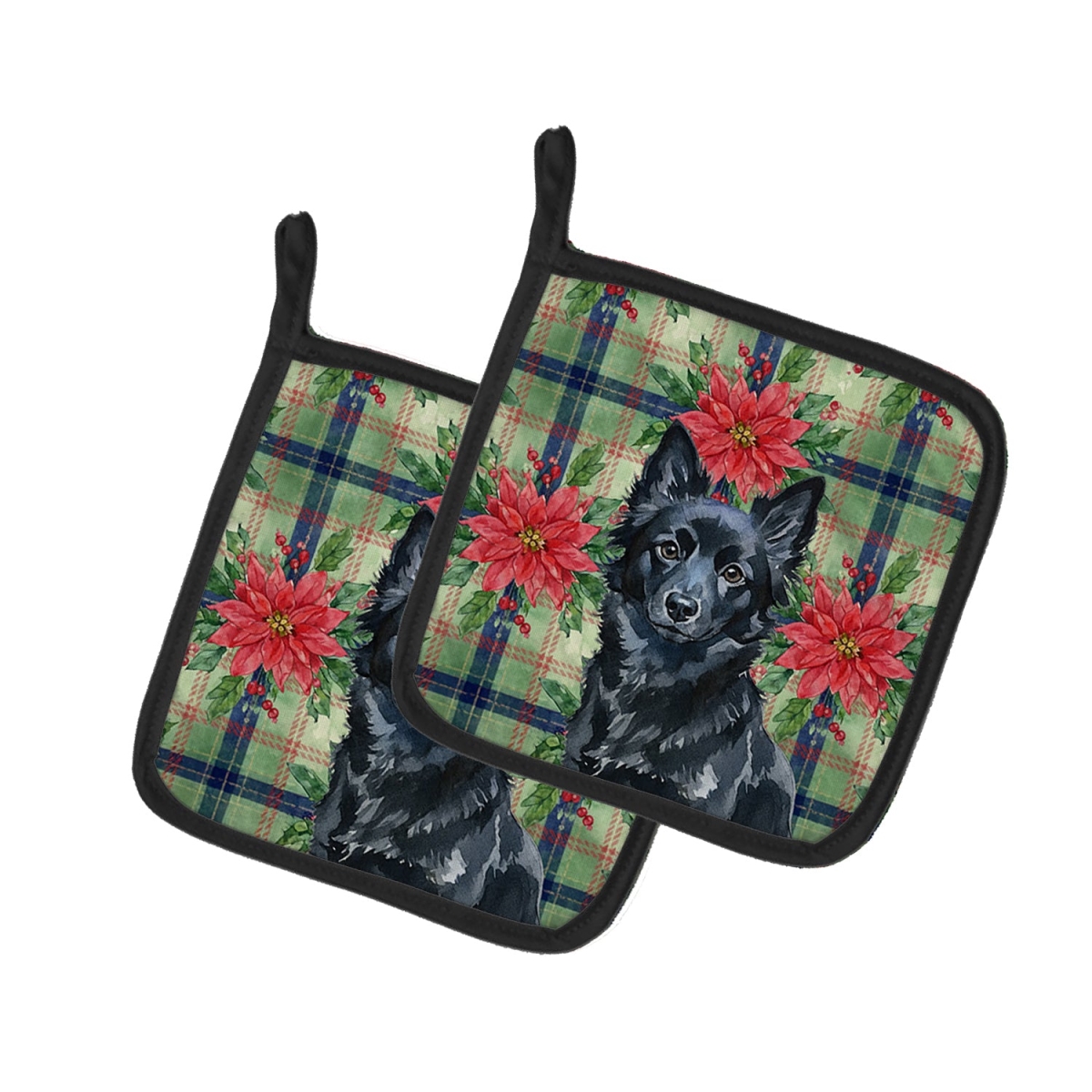 Picture of Carolines Treasures WDK8800PTHD Unisex Adult Schipperke Christmas Poinsettias Pot Holders - 7.5 x 7.5 in. - Set of 2