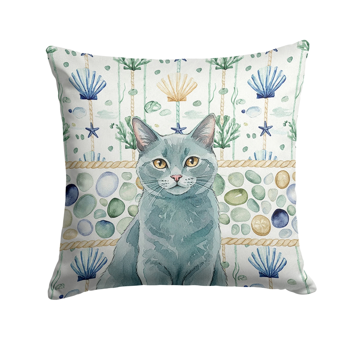 FNT1363PW1414 14 x 14 in. Solid Gray Cat Coastal Sea Glass Throw Pillow