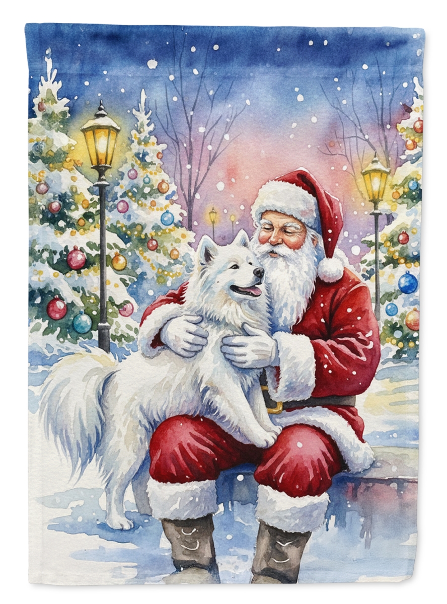 FNT1075CHF 40 x 28 in. Samoyed with Santa Claus House Flag