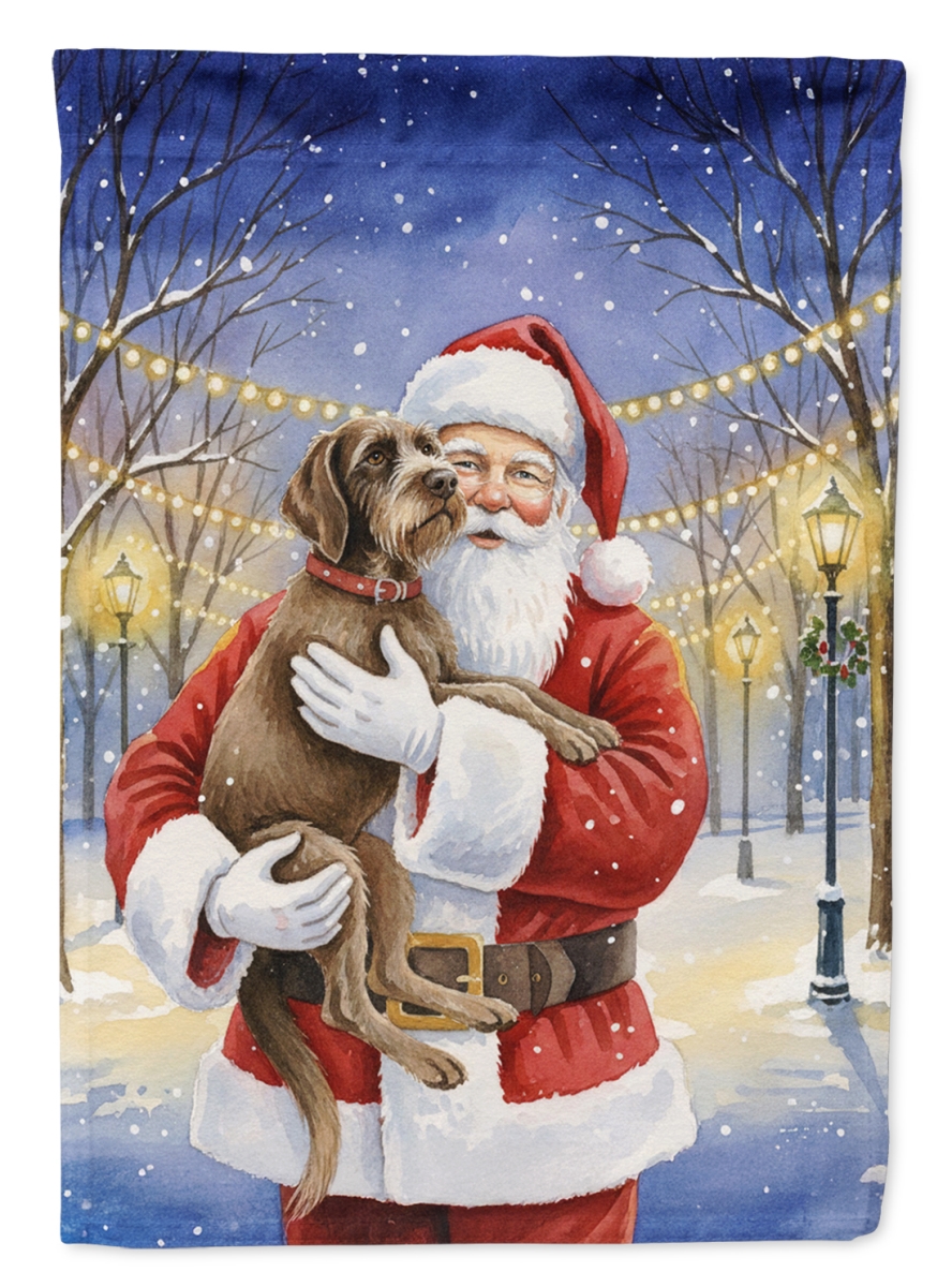 FNT1088CHF 40 x 28 in. Wirehaired Pointing Griffon with Santa Claus House Flag