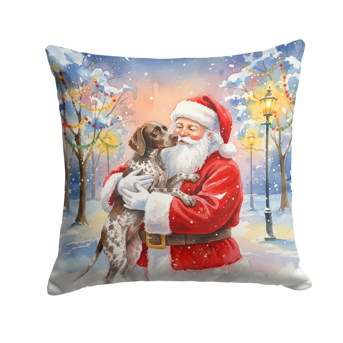 FNT1037PW1818 18 x 18 in. German Shorthaired Pointer with Santa Claus Throw Pillow