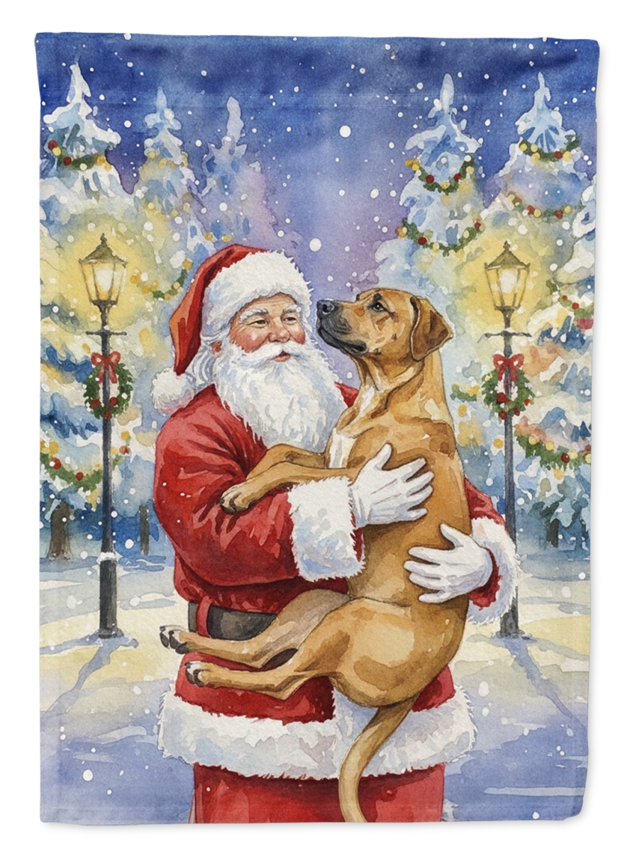 FNT1072CHF 40 x 28 in. Rhodesian Ridgeback with Santa Claus House Flag