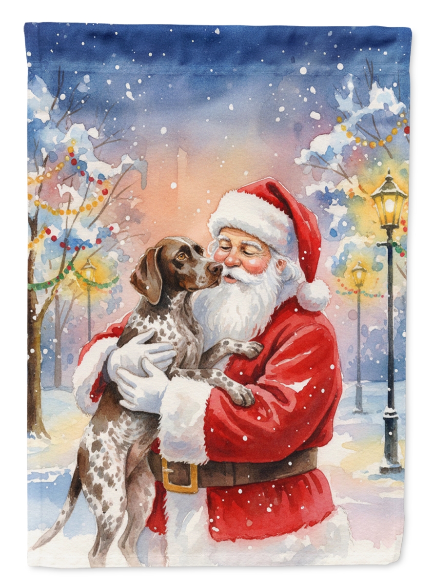 FNT1037CHF 40 x 28 in. German Shorthaired Pointer with Santa Claus House Flag