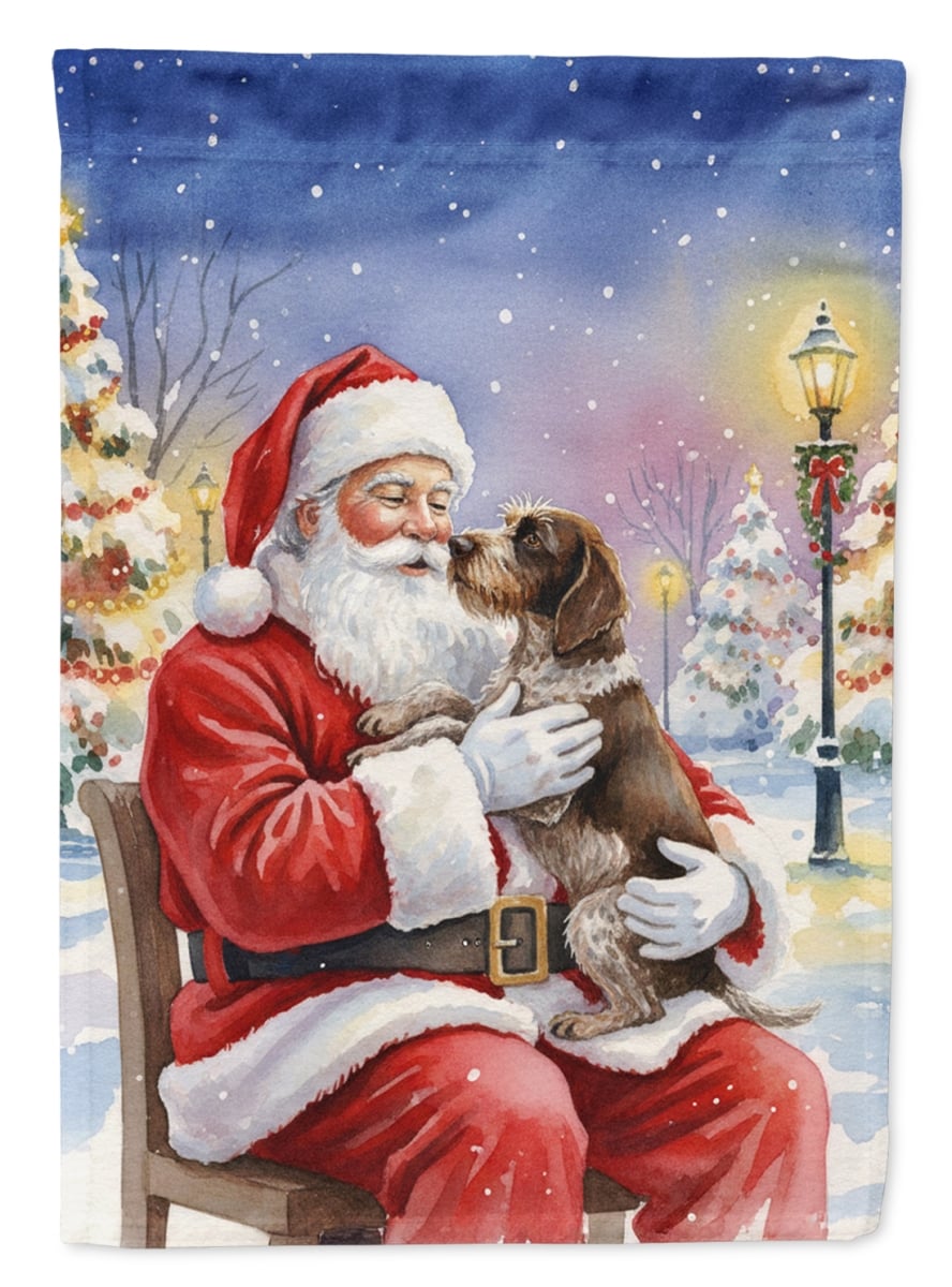 FNT1038CHF 40 x 28 in. German Wirehaired Pointer with Santa Claus House Flag