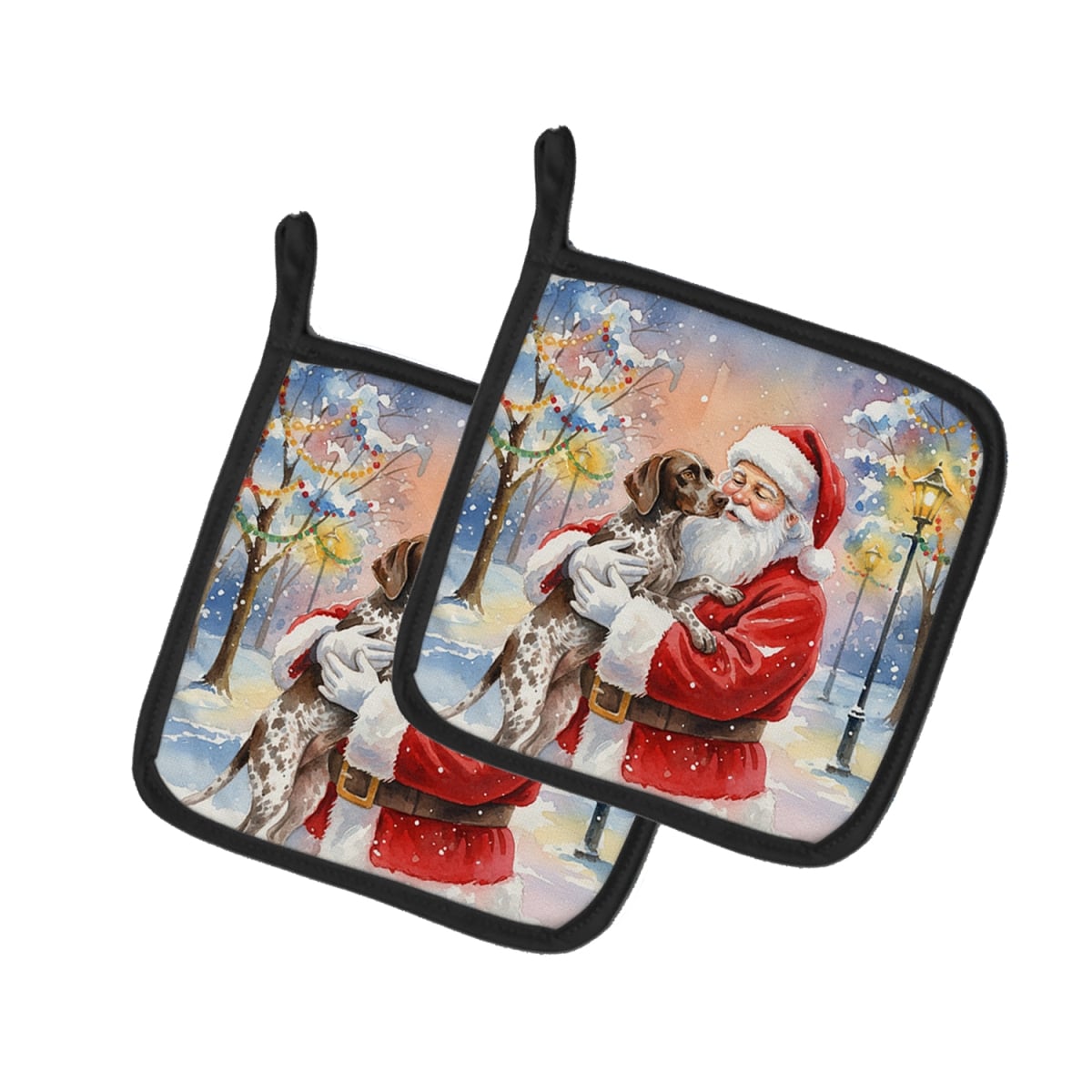 FNT1037PTHD 7.5 x 7.5 in. German Shorthaired Pointer with Santa Claus Pot Holders, Pack of 2