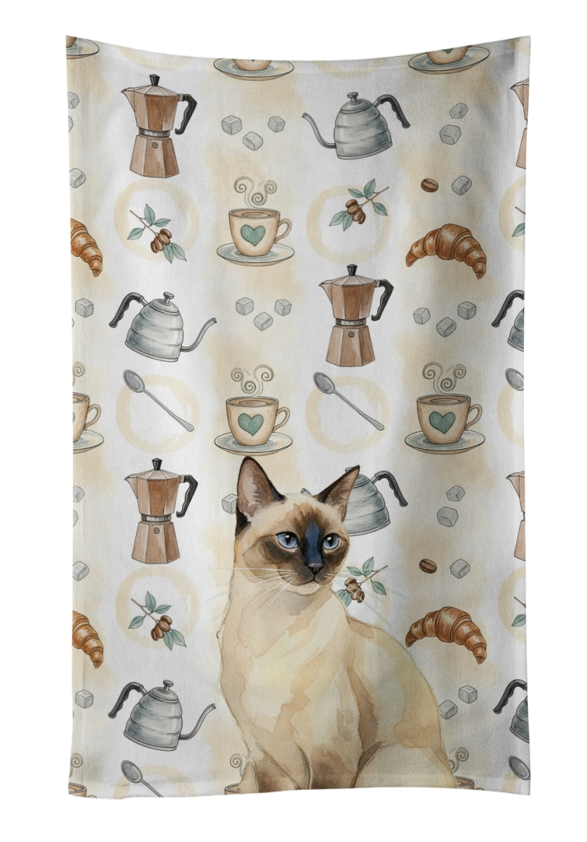 FNT1399KTWL 25 x 15 in. Seal Point Cat Coffee Time Kitchen Towel