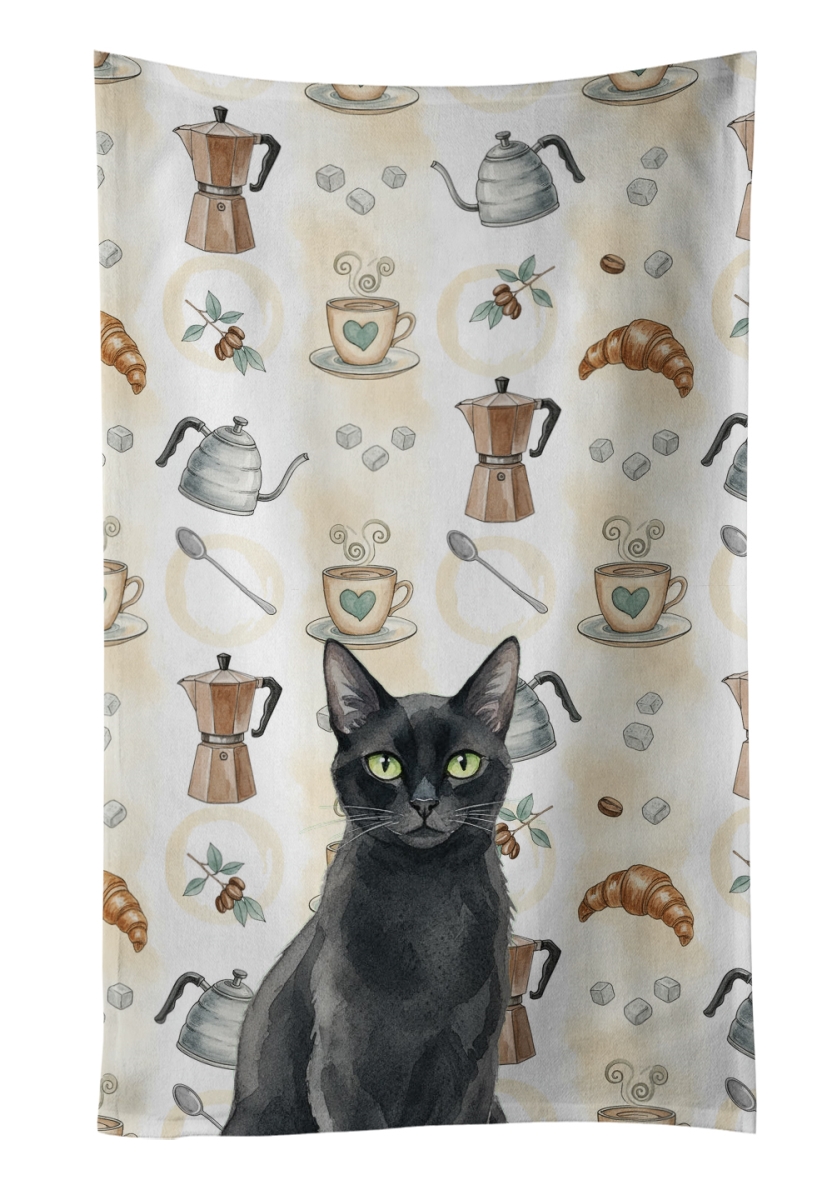 FNT1402KTWL 25 x 15 in. Solid Black Cat Coffee Time Kitchen Towel