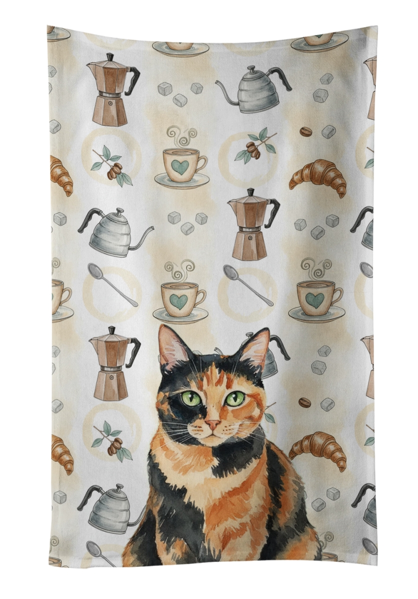 FNT1410KTWL 25 x 15 in. Tortoiseshell Cat Coffee Time Kitchen Towel