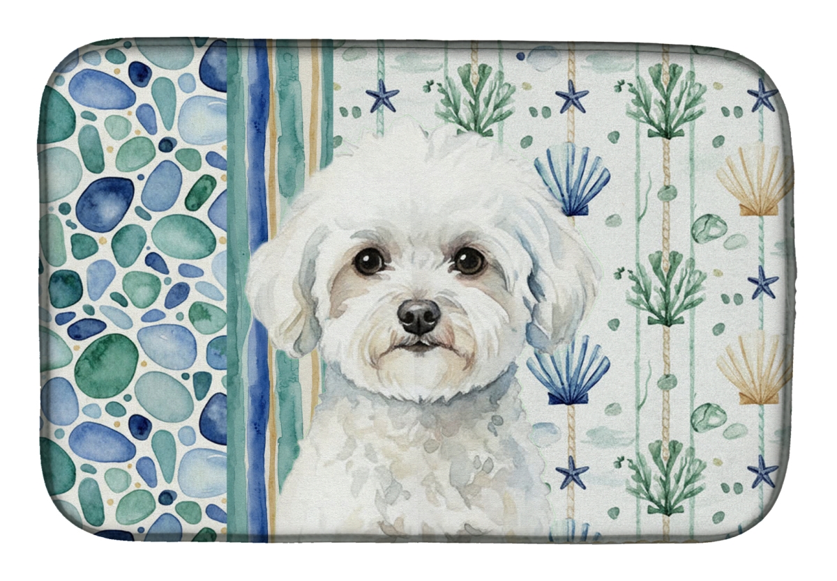 Picture of Carolines Treasures WDK6914DDM 21 x 14 in. Bichon Frise Coastal Sea Glass Dish Drying Mat