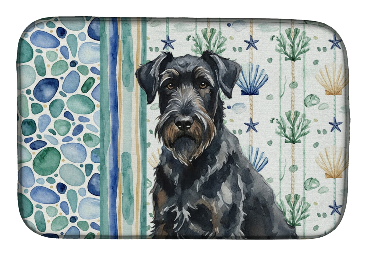 Picture of Carolines Treasures WDK6916DDM 21 x 14 in. Black Russian Terrier Coastal Sea Glass Dish Drying Mat