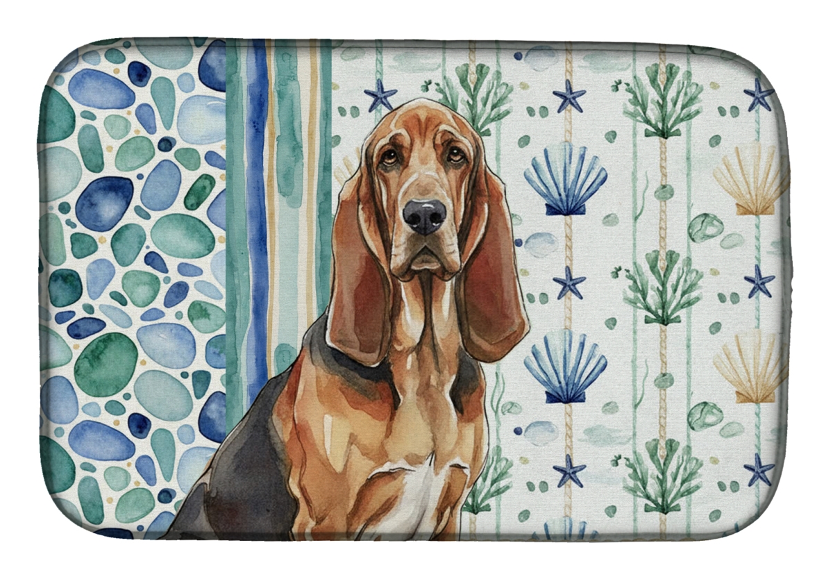Picture of Carolines Treasures WDK6918DDM 21 x 14 in. Liver & Tan Bloodhound Coastal Sea Glass Dish Drying Mat