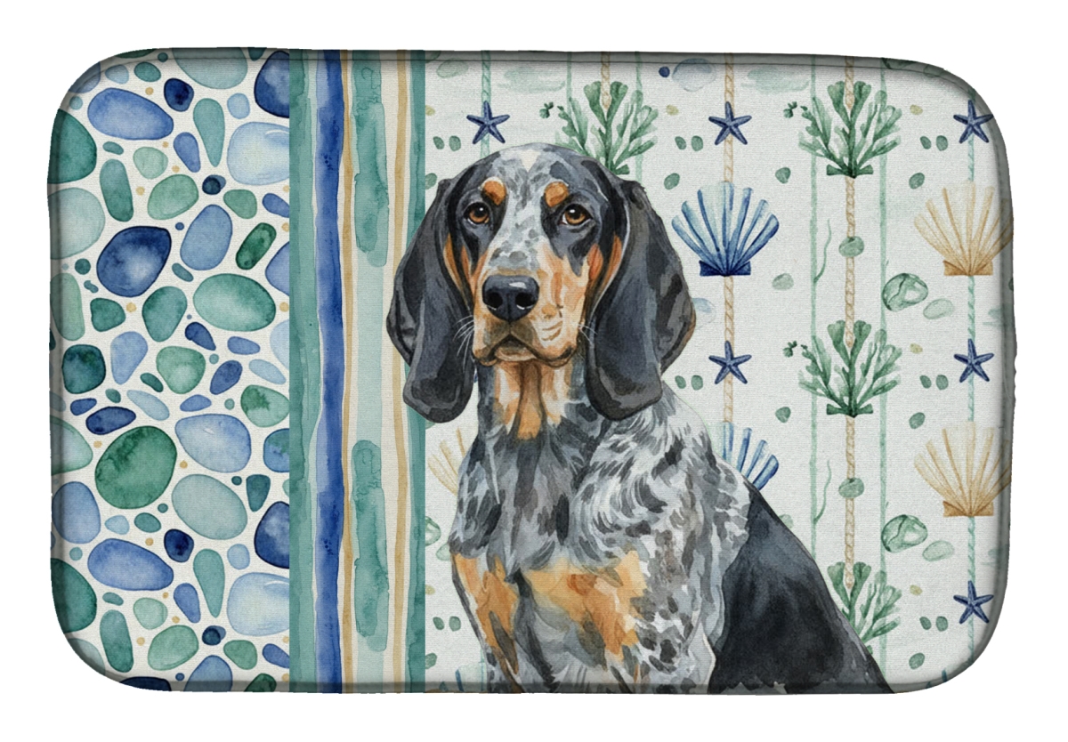 Picture of Carolines Treasures WDK6919DDM 21 x 14 in. Bluetick Coonhound Coastal Sea Glass Dish Drying Mat