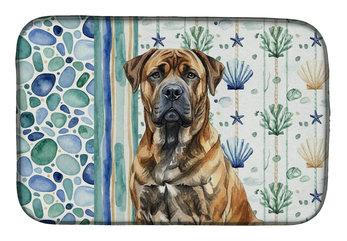 Picture of Carolines Treasures WDK6920DDM 21 x 14 in. Brindle Boerboel Coastal Sea Glass Dish Drying Mat