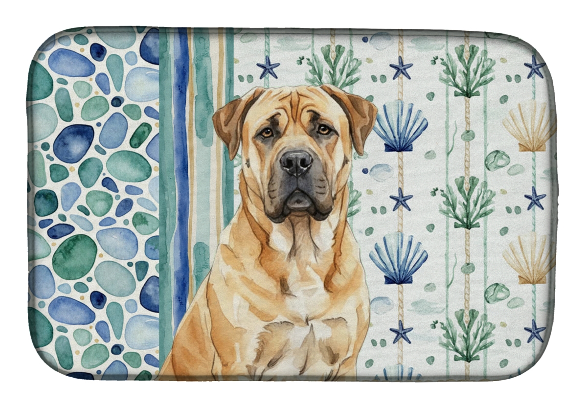 Picture of Carolines Treasures WDK6921DDM 21 x 14 in. Fawn Boerboel Coastal Sea Glass Dish Drying Mat
