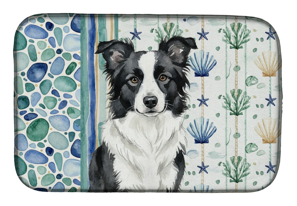 Picture of Carolines Treasures WDK6923DDM 21 x 14 in. Border Collie Coastal Sea Glass Dish Drying Mat