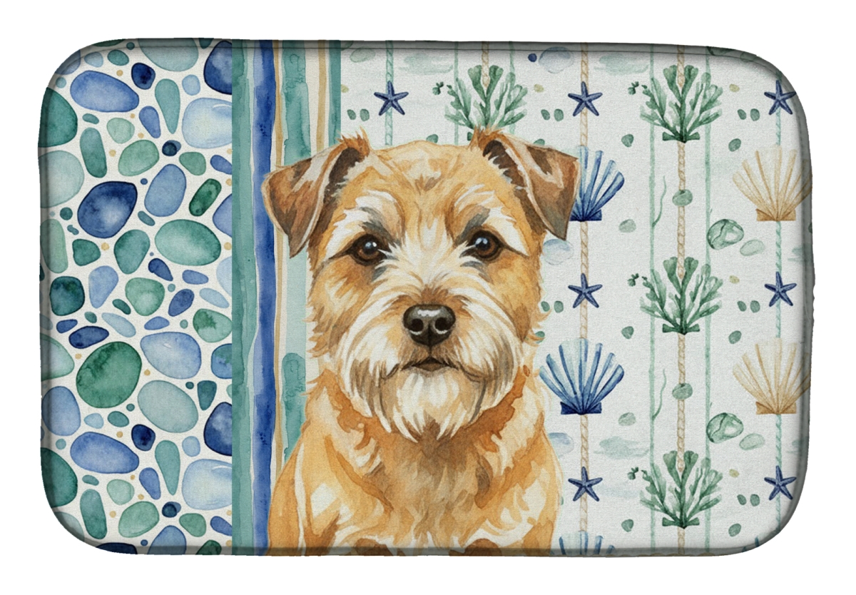 Picture of Carolines Treasures WDK6928DDM 21 x 14 in. Wheaten Border Terrier Coastal Sea Glass Dish Drying Mat