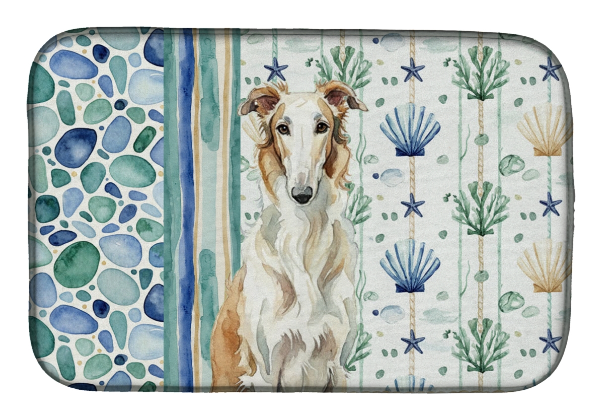 Picture of Carolines Treasures WDK6930DDM 21 x 14 in. Borzoi Coastal Sea Glass Dish Drying Mat