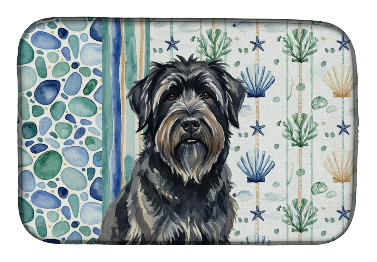 Picture of Carolines Treasures WDK6933DDM 21 x 14 in. Bouvier Des Flandres Coastal Sea Glass Dish Drying Mat