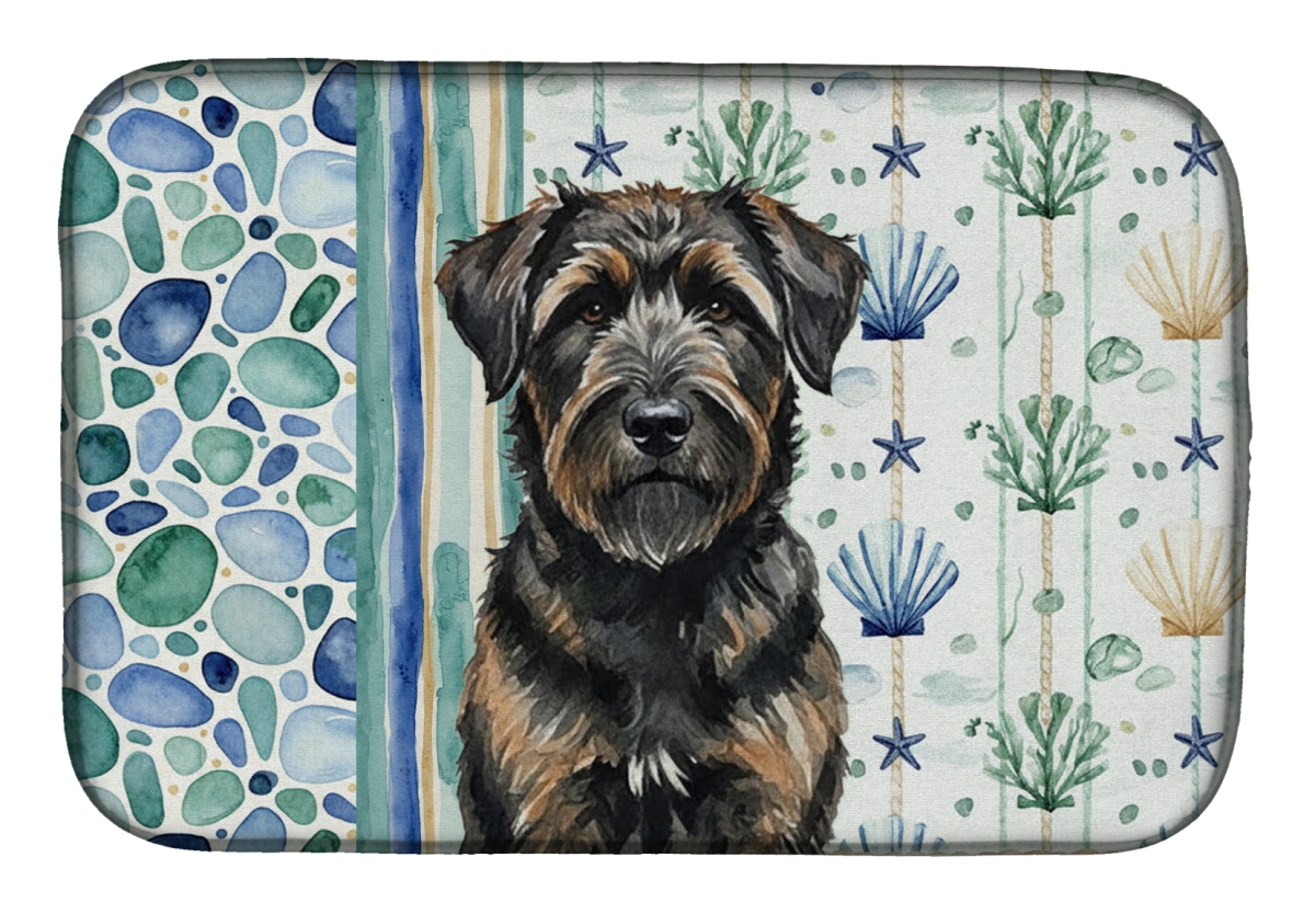 Picture of Carolines Treasures WDK6934DDM 21 x 14 in. Brindle Bouvier Des Flandres Coastal Sea Glass Dish Drying Mat