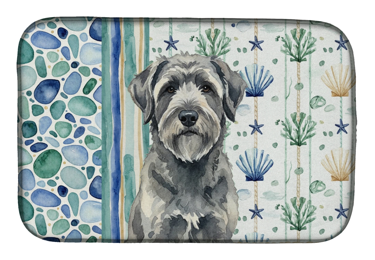 Picture of Carolines Treasures WDK6935DDM 21 x 14 in. Gray Bouvier Des Flandres Coastal Sea Glass Dish Drying Mat