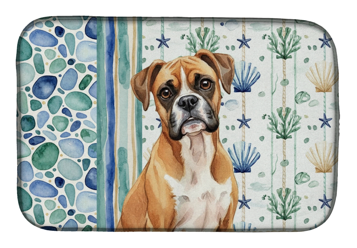 Picture of Carolines Treasures WDK6936DDM 21 x 14 in. Boxer Coastal Sea Glass Dish Drying Mat