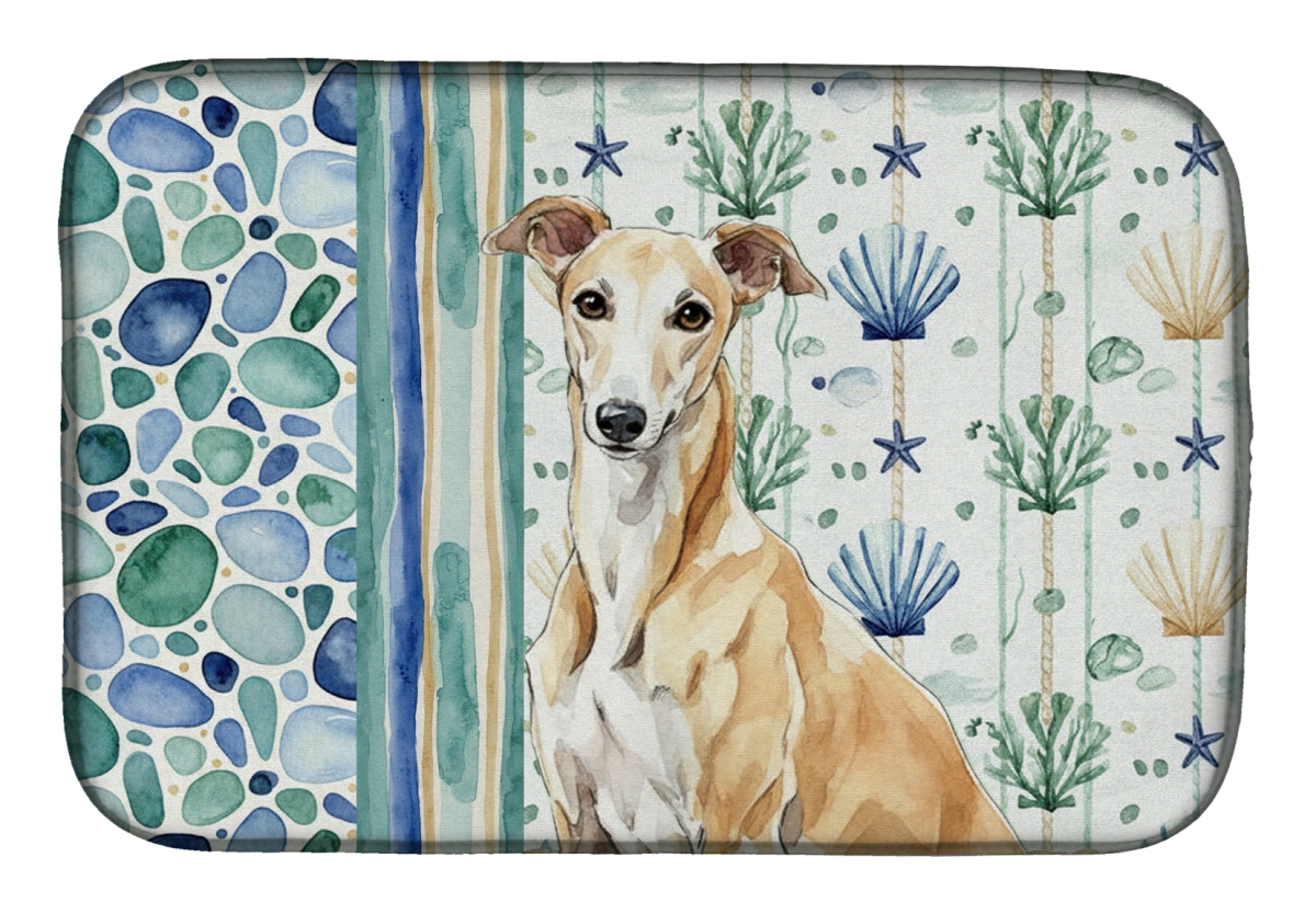 Picture of Carolines Treasures WDK7064DDM 21 x 14 in. Fawn Greyhound Coastal Sea Glass Dish Drying Mat