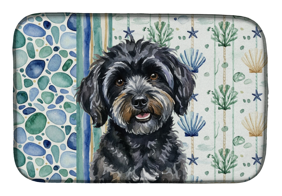 Picture of Carolines Treasures WDK7067DDM 21 x 14 in. Black Havanese Coastal Sea Glass Dish Drying Mat